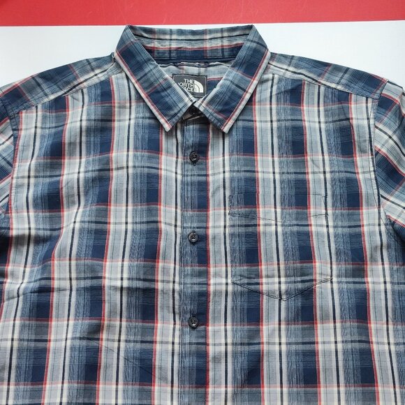 The North Face short sleeve button down shirt grey plaid men's size XXL - Picture 2 of 6